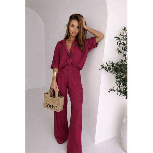 Kadın Krep Kumaş Gömlek Ve Ispanyol Paça Pantolon Ikili Takım