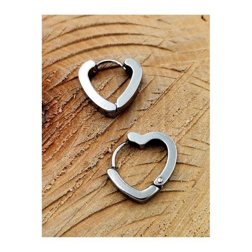 316 L Çelik Gümüş Renk Kalp Figürlü Küpe Çap 1 cm