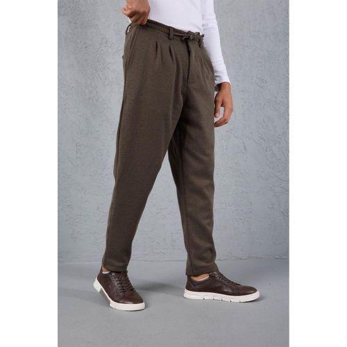 Milos Relax Fit Örme Kaşe Kumaş Fermuarlı Beli Lastikli Jogger Erkek Pantolon - Vizon
