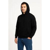 Erkek Üç İplik Kapüşonlu Kanguru Cepli SweatShirt Hoodie - Siyah