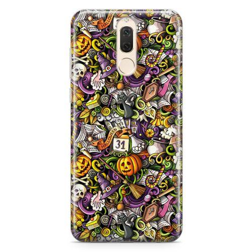Huawei Mate 10 Lite Kılıf Halloween Doodle Arka Kapak Koruma Desenli Full Koruyucu
