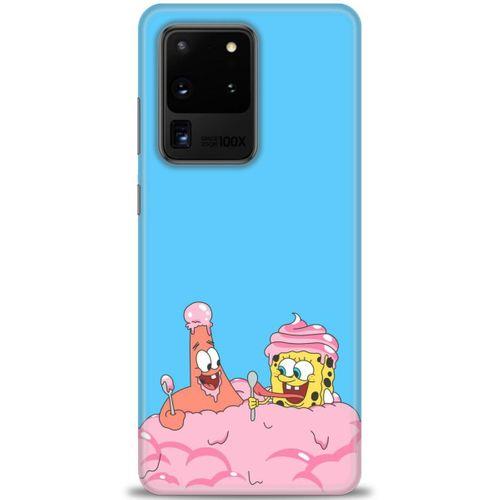 Samsung Galaxy S20 Ultra Kılıf HD Baskılı Kılıf - SpongeBob + Tam Ekran Koruyucu