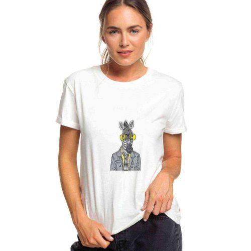 Zebra Potikare Zebra Ceket Ve Güneş Baskılı Beyaz Kadın Tshirt