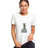 Zebra Potikare Zebra Ceket Ve Güneş Baskılı Beyaz Kadın Tshirt