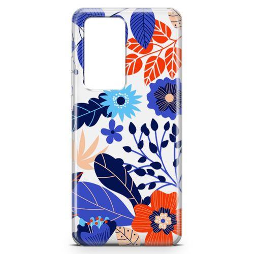 Huawei P40 Pro Kılıf Mor Yapraklar Arka Kapak Koruma Desenli Full Koruyucu