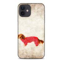 Apple iPhone 12 Kılıf Köpek Kıyafetleri (30) Silicone Case Dacshund Pijama
