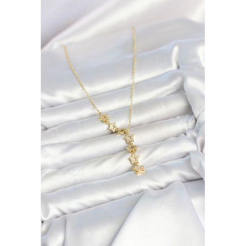 316L Çelik Yıldız Model Gold Renk Zirkon Taşlı Kadın Kolye