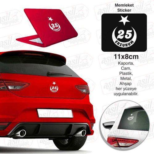 Erzurum Plaka 25 Ay Yıldız Beyaz Sticker, Araba, Araç, Etiket, Aksesuar, Tuning, Modifiye, Arma