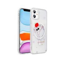 Apple iPhone 11 Kılıf M-Safe Şarj Özellikli Şeffaf Zore Folk Sert Kapak
