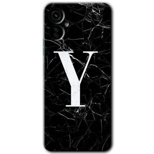 Tecno Spark 9 Pro Kılıf HD Desen Baskılı Arka Kapak - Siyah Mermer Desenli Y Harfi