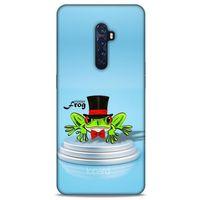 Oppo Reno 2 Kılıf FunnyMaX (7) Telefon Kılıfı Açık Mavi Kurbağa