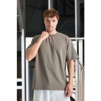 İki İplik Kumaş Pamuklu Bisiklet Yaka Basic Oversize Erkek T-Shirt - Kapari