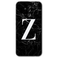 MRCİLETİSİM Huawei Mate 20 Lite Kılıf HD Desen Baskılı Arka Kapak + Temperli Cam - Siyah Mermer Desenli Z Harfi