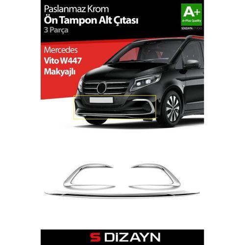 S-Dizayn Mercedes Vito W447 Makyajlı Krom Ön Tampon Alt Çıtası 3 Prç. 2024 Üzeri A+ Kalite