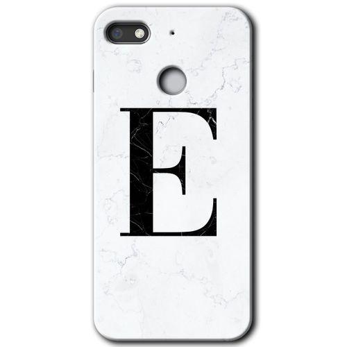 Potkal Hediye Fabrikası General Mobile GM 8 Go HD Baskılı Kılıf + 9D Tam Ekran Koruyucu - Beyaz Mermer Desenli E Harfi