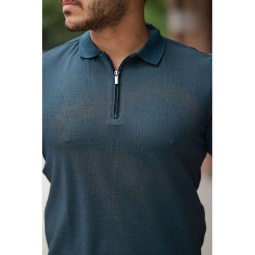 Erkek Fermuarlı Yaka Kısa Kollu Tişört