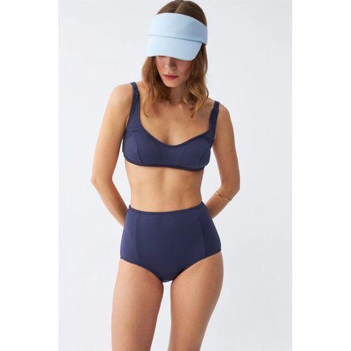 Kadın Basic Lacivert Pedli Yüksek Bel Bikini Takımı