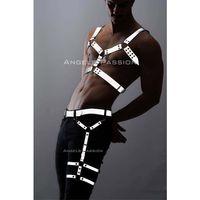 Reflektörlü - Karanlıkta Yansıyan Erkek  Göğüs Ve Bacak Harness Takım - Brfm199