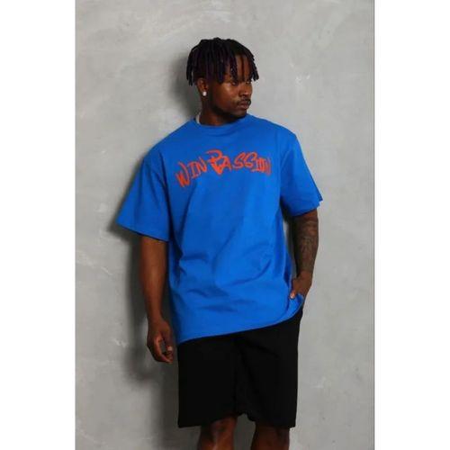 Erkek Baskılı T-Shirt Kısa Kol Bisiklet Yaka Regular Fit Rahat Kalıp Günlük Tişört - Saks Mavisi