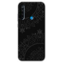 MRCİLETİSİM Xiaomi Redmi Note 8 Kılıf Baskılı Kapak - Siyah Mandala + 5D Tam Kaplayan Cam
