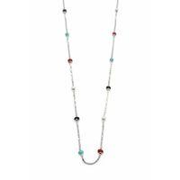 Renkli Boncuklu Zincir Kolye - Gümüş