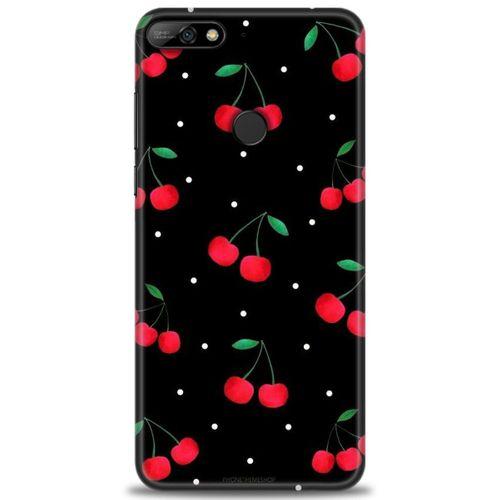 Huawei Y7 2018 Kılıf HD Baskılı Kılıf - Kirazlar + Tam Ekran Koruyucu