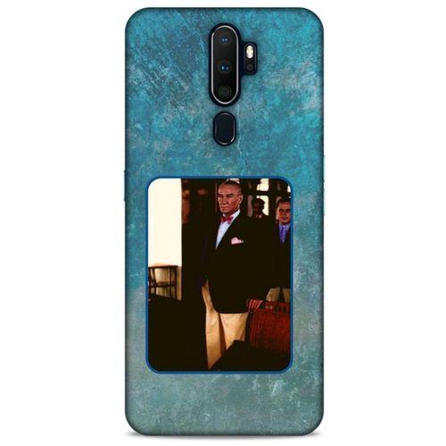 Oppo A5 2020 Kılıf Atatürk (30) Silicone Case Turkuaz Taş