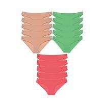 15 Adet Süper Eko Set Likralı Kadın Slip Külot Ten Yeşil Fuşya