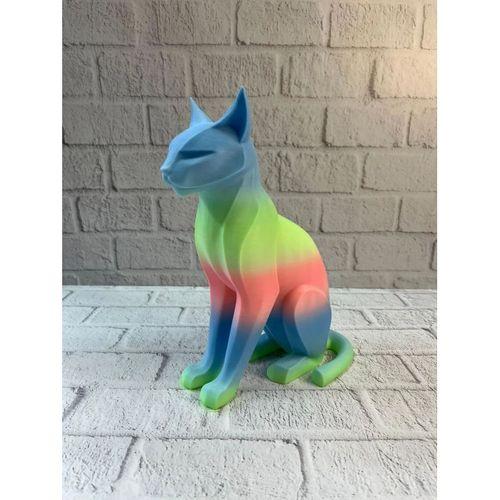 Pastel Rainbow Kedi Figürü Masa Ve Raf Üstü Ev Dekorasyonu