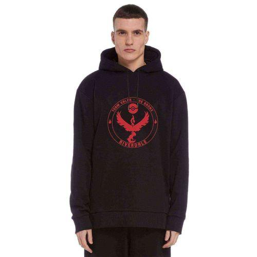 Riverdale Team Volar Pokemon Go Baskılı Siyah Erkek Kapşonlu Sweatshirt