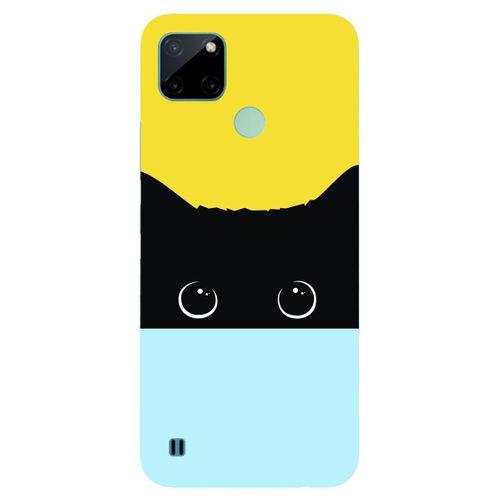 Realme C21 Kılıf HD Desen Baskılı Arka Kapak - Kara-Kedi