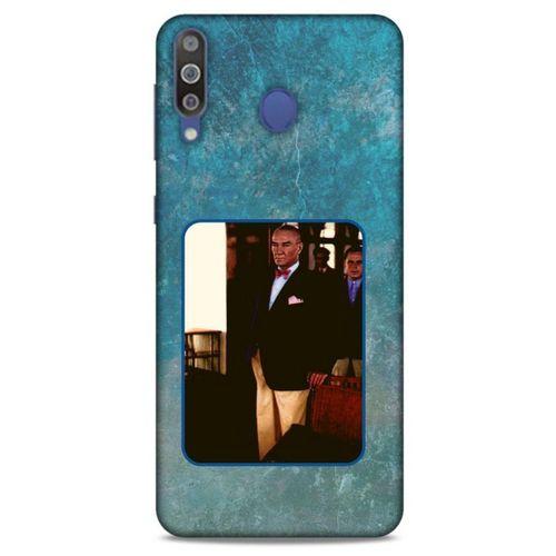 Samsung Galaxy M30 Kılıf Atatürk (30) Silicone Case Turkuaz Taş