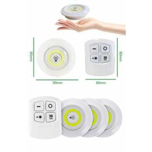 Yapışkanlı 3'lü Spot Led Işık Lamba Montajsız Pilli Uzaktan Kumandalı