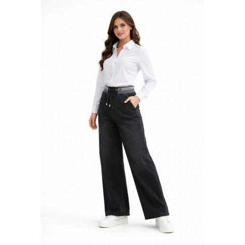 Kadın Bol Jean Pantolon Beli Ribana Lastikli BGL-ST05385