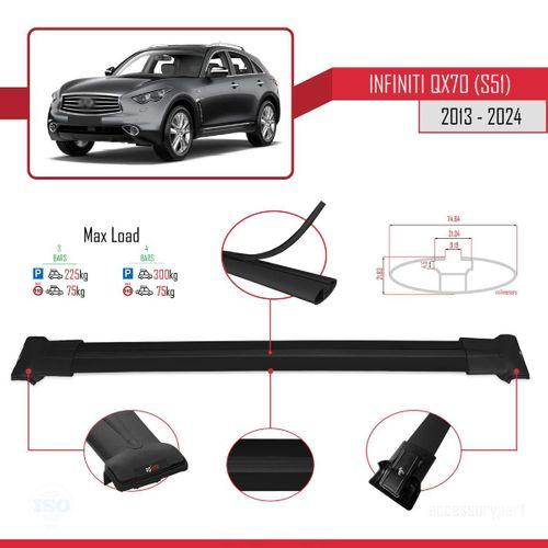 Infiniti QX70 S51 2013 ve Sonrası ile uyumlu FLY Model Ara Atkı Tavan Barı SİYAH 3 ADET BAR