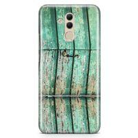 Huawei Mate 20 Lite Kılıf Yeşil Tahta Kapı Arka Kapak Koruma Desenli Full Koruyucu