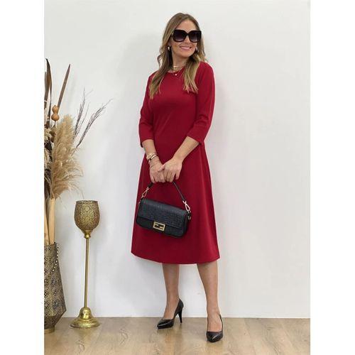 Kadın Uzun Truvakar Kol Bisiklet Yaka Midi Modal Elbise