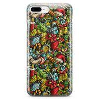 Apple iPhone 8 Plus Kılıf Yılbaşı Süsleri Doodle Arka Kapak Koruma Desenli Full Koruyucu