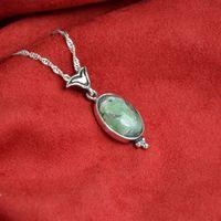 Göktaşı Gümüş Çerçeve Kadın Zümrüt Kolye