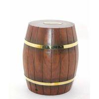 Pirinç Ahşap Fıçı Kumbara 18 Cm