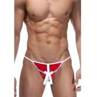 Fantezi Beyaz Fiyonklu Kadife Erkek String İç Giyim