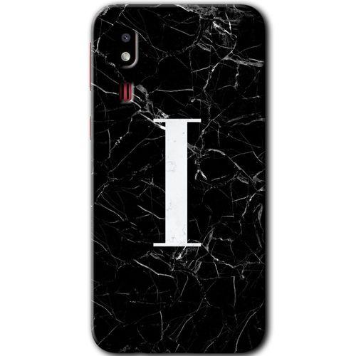 Galaxy A2 Core Kılıf HD Desen Baskılı Arka Kapak - Siyah Mermer Desenli I Harfi
