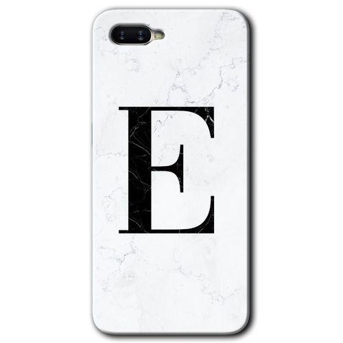 Oppo Rx 17 Neo HD Baskılı Kılıf + 9D Tam Ekran Koruyucu - Beyaz Mermer Desenli E Harfi