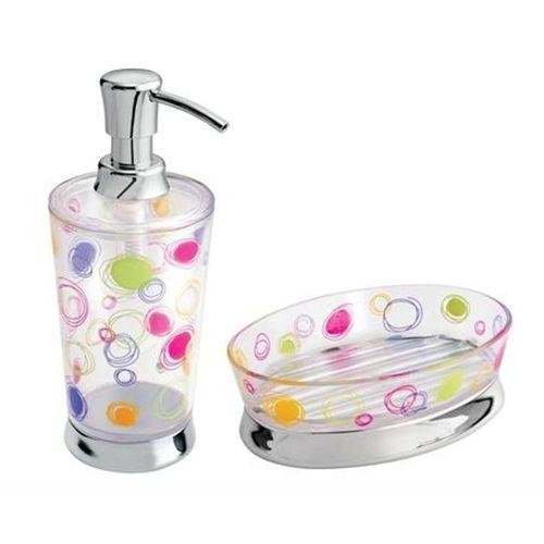 Sivi Sabunluk, Sabunluk 2 Li Banyo Seti Renkli Halkalı Akrilik