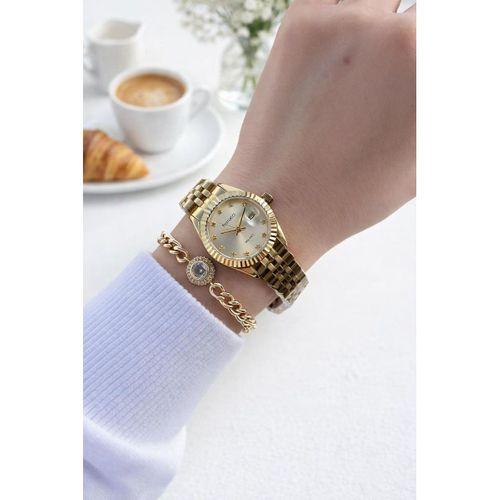 Ferrucci Çelik Kordon 2 Yıl Garantili 3 Atm Suya Dayanıklı Kadın Kol Saati+Bileklik F.EM03591.6