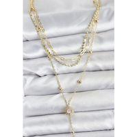 Pirinç Gold Renk Güneş Model Detaylı 3'lü Kombin Y Kadın Kolye