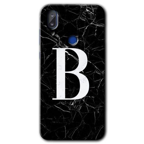 Vestel E5 Kılıf HD Desen Baskılı Arka Kapak - Siyah Mermer Desenli B Harfi + Kırılmaz Cam