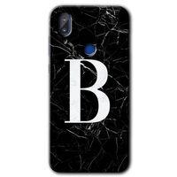 Vestel E5 Kılıf HD Desen Baskılı Arka Kapak - Siyah Mermer Desenli B Harfi + Kırılmaz Cam