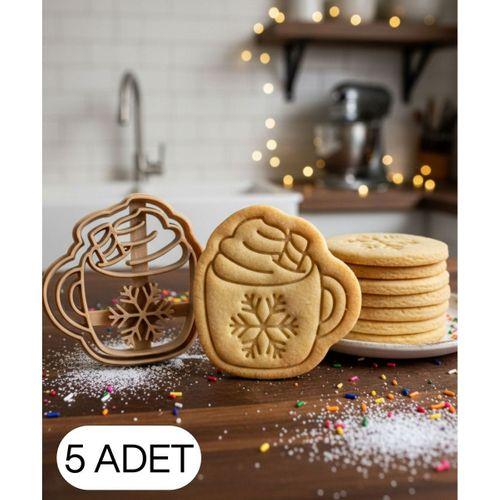 5Li Kar taneli İçecek Kupası Kurabiye Kalıbı Noel Bardak Figürlü Çift Parça Şeker Oyun Hamuru Kesici
