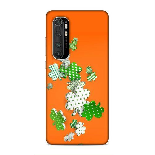 Xiaomi Mi Note 10 Lite Kılıf Yesil Beyaz Yoncalar Arka Kapak Silikon Koruma Full Koruyucu